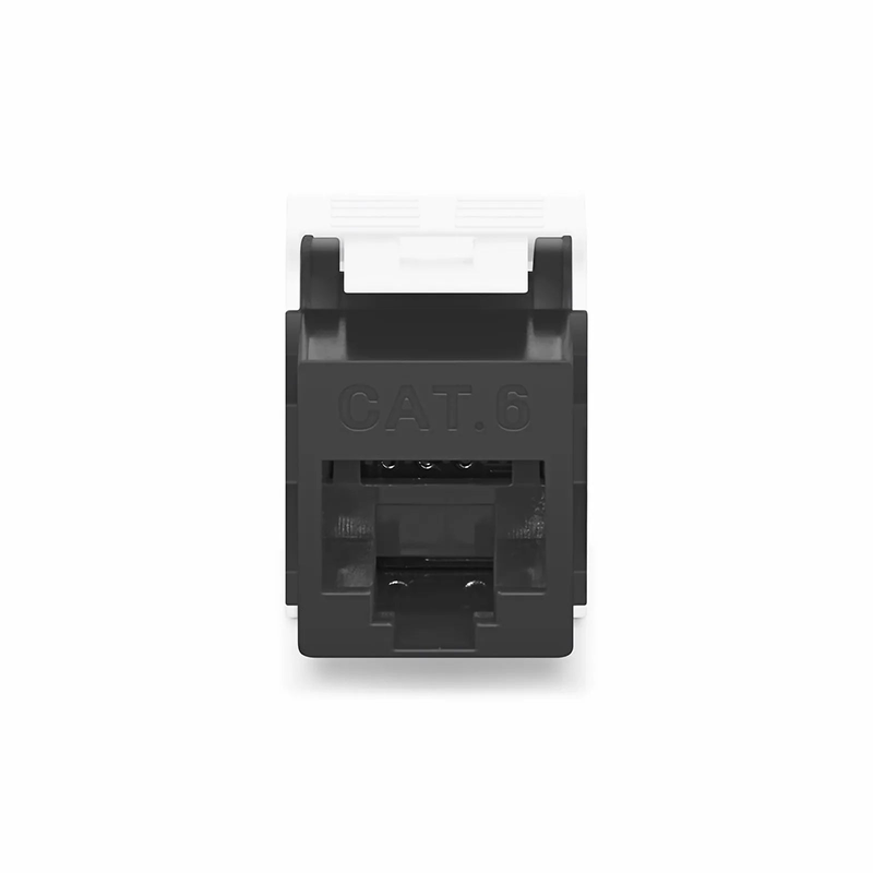 Cat6 RJ45 (8P8C) Unshielded Toolless Keystone Jack Module, Black (10 pcs/Pack)