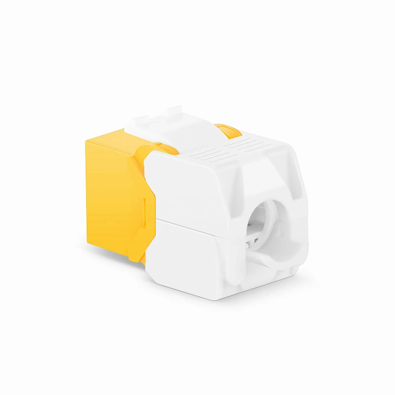 Cat6 RJ45 (8P8C) Unshielded Toolless Keystone Jack Module, Yellow (10 pcs/Pack)