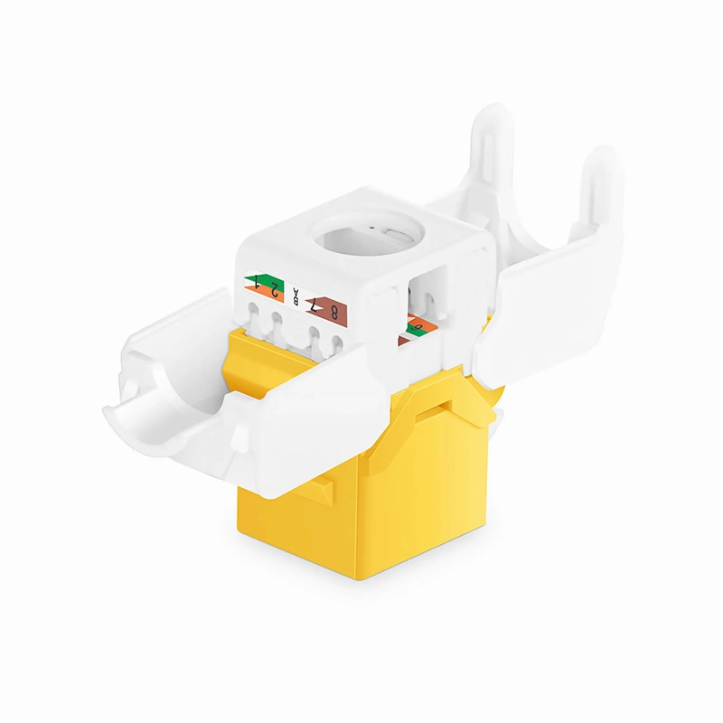 Cat6 RJ45 (8P8C) Unshielded Toolless Keystone Jack Module, Yellow (10 pcs/Pack)