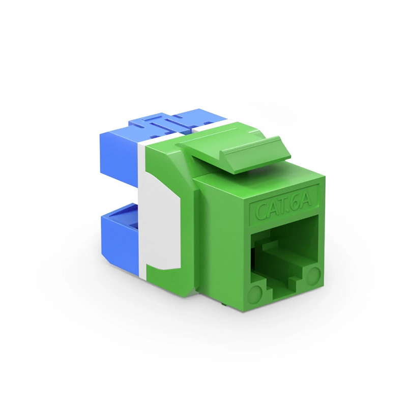 Cat6a RJ45 (8P8C) Unshielded Punch Down Keystone Jack Module, Green (10 pcs/Pack)