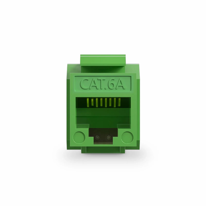 Cat6a RJ45 (8P8C) Unshielded Punch Down Keystone Jack Module, Green (10 pcs/Pack)