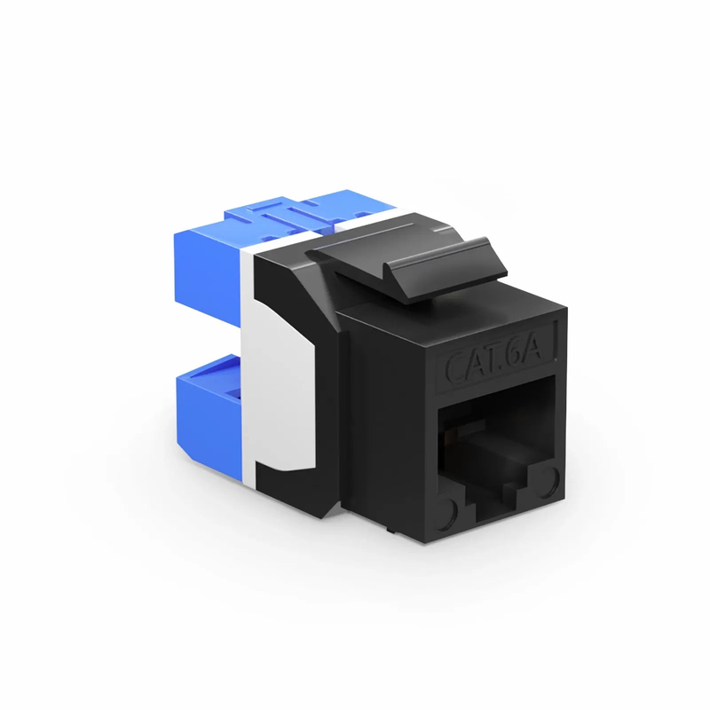 Cat6a RJ45 (8P8C) Unshielded Punch Down Keystone Jack Module, Black (10 pcs/Pack)