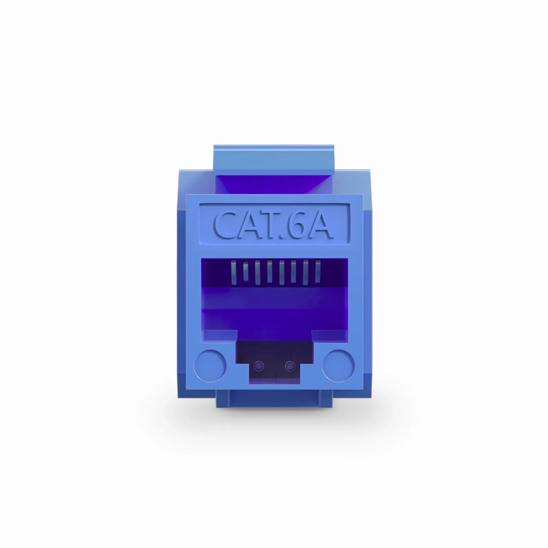 Cat6a RJ45 (8P8C) Unshielded Punch Down Keystone Jack Module, Blue (10 pcs/Pack)