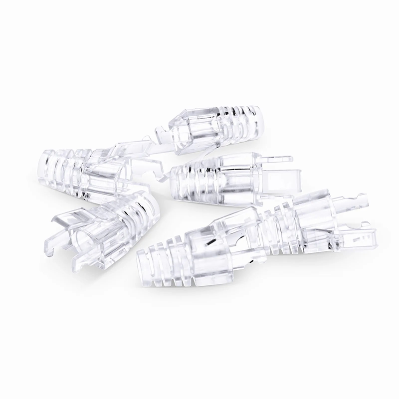 Cat6 RJ45 Strain Relief Boots, 6.0-6.5mm OD for Cat6 UTP 23~24AWG, F/UTP 26AWG Ethernet Network Cable, Transparent, 50PCS/Pack