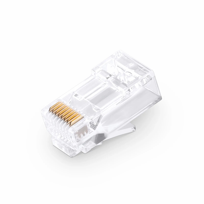 Cat6 RJ45 Pass Through Modular Plugs, Unshielded Network Connectors for 24AWG Twisted Pair Solid or Stranded Cable (50/Pack)