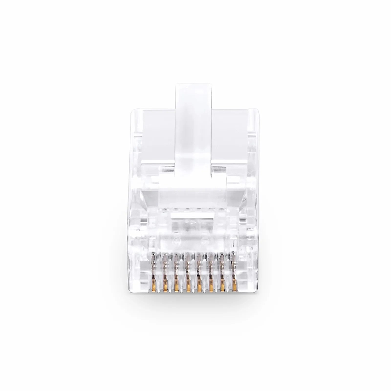 Cat6 RJ45 Pass Through Modular Plugs, Unshielded Network Connectors for 24AWG Twisted Pair Solid or Stranded Cable (50/Pack)
