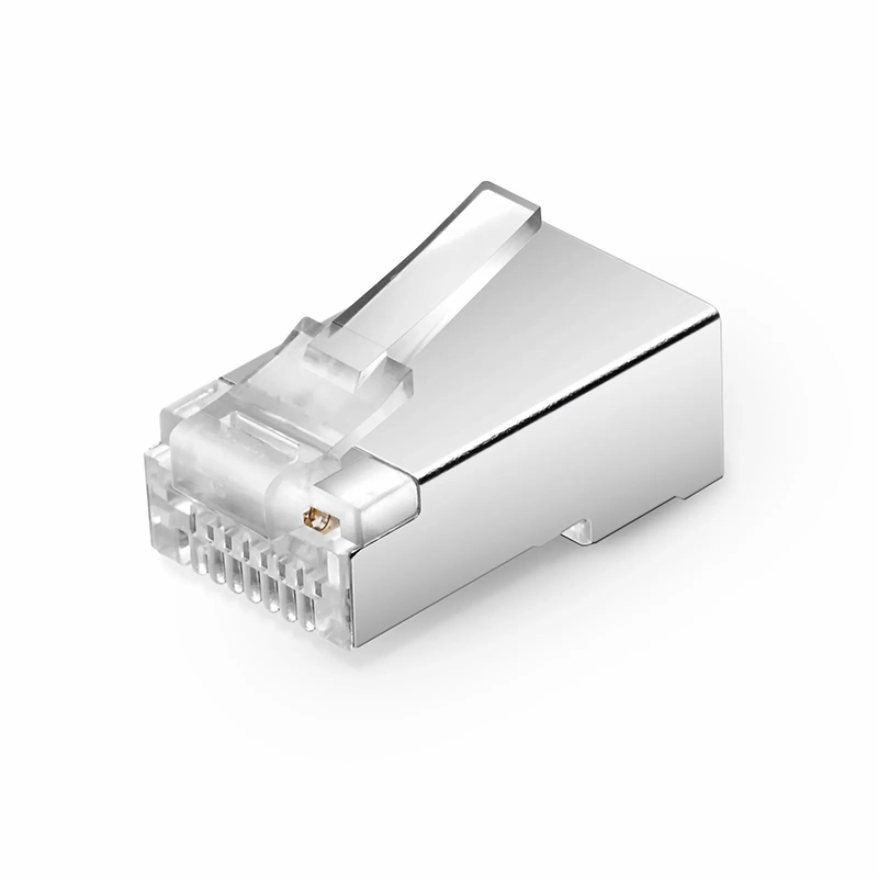 Cat5e RJ45 Standard Modular Plugs, Shielded Network Connectors for 24~26AWG Twisted Pair Solid or Stranded Cable (50/Pack)