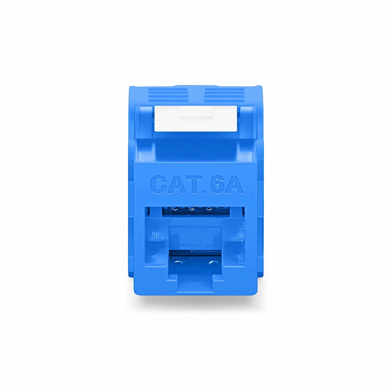 Cat6a RJ45 (8P8C) Unshielded Toolless Keystone Jack Module, Blue (10 pcs/Pack)