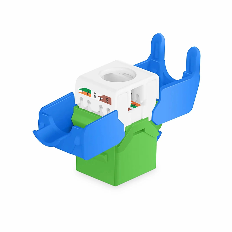Cat6a RJ45 (8P8C) Unshielded Toolless Keystone Jack Module, Green (10 pcs/Pack)