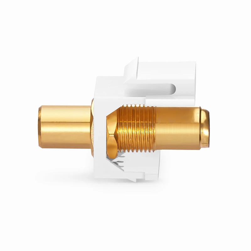 RCA Feedthrough SyncEase Connector, Gold-Plated, White Housing
