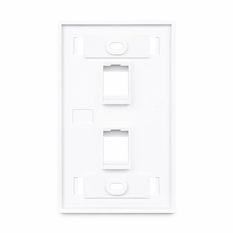 Single Gang Keystone Faceplate, Label Pockets, 2 Ports, White, 4.49'' x 2.76''