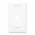 Single Gang Keystone Faceplate, Label Pockets, 1 Port, White, 4.49'' x 2.76''