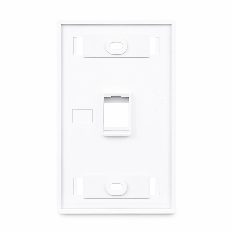Single Gang Keystone Faceplate, Label Pockets, 1 Port, White, 4.49'' x 2.76''