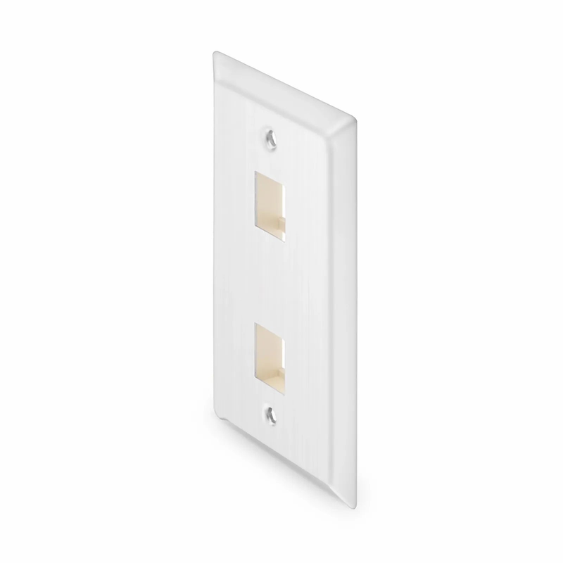 SyncEase Stainless Steel Two Port Keystone Single Gang Wall Plate