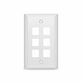 SyncEase Stainless Steel Six Port Keystone Single Gang Wall Plate