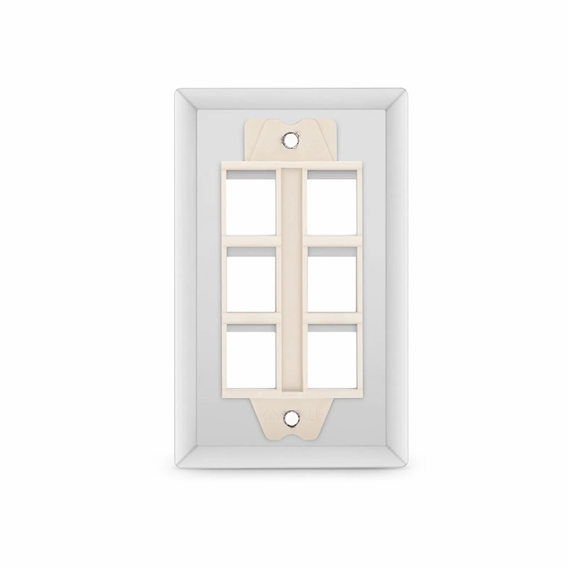 SyncEase Stainless Steel Six Port Keystone Single Gang Wall Plate