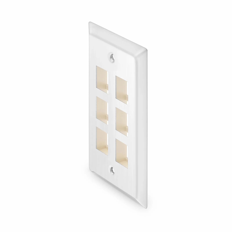 SyncEase Stainless Steel Six Port Keystone Single Gang Wall Plate