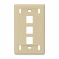 SyncEase Single Gang Three Port Keystone Faceplate, Label Pockets, Ivory
