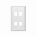 SyncEase Stainless Steel Four Port Keystone Single Gang Wall Plate