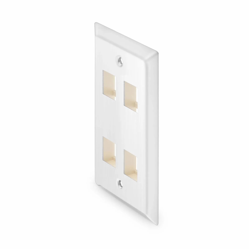 SyncEase Stainless Steel Four Port Keystone Single Gang Wall Plate
