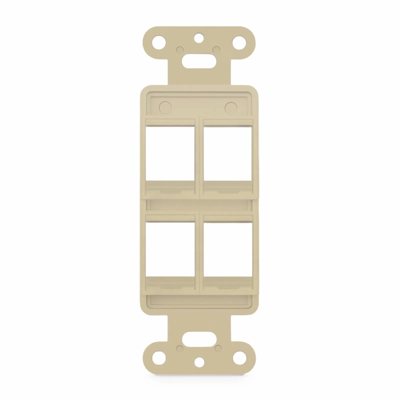 SyncEaseFFSystemâ„¢ Faceplate Frame Keystone Insert, 4 Ports, Ivory, 4.09'' x 1.4''