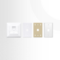 French-style Single Gang Snap-in Keystone Faceplate, Computer and Telephone Identification Icons, 2 Port, 1U, White, 1.76" x 1.76"