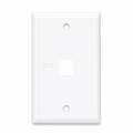 Single Gang Keystone Faceplate, Computer and Telephone Identification Icons, 1 Port, White, 4.49'' x 2.76''