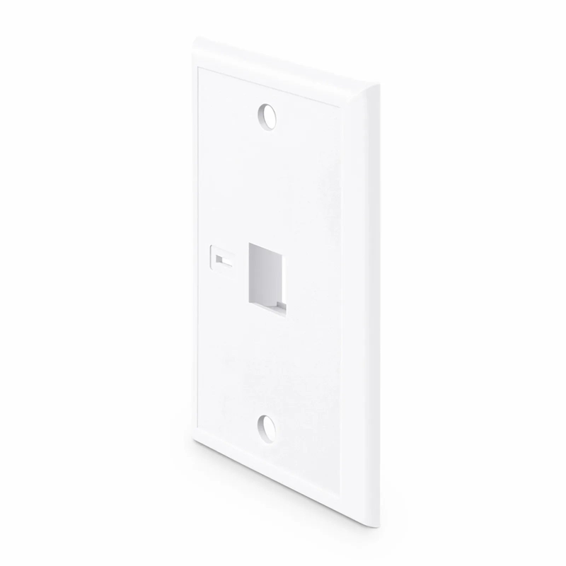 Single Gang Keystone Faceplate, Computer and Telephone Identification Icons, 1 Port, White, 4.49'' x 2.76''