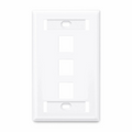Single Gang Keystone Faceplate, Label Pockets, 3 Ports, White, 4.49'' x 2.76''