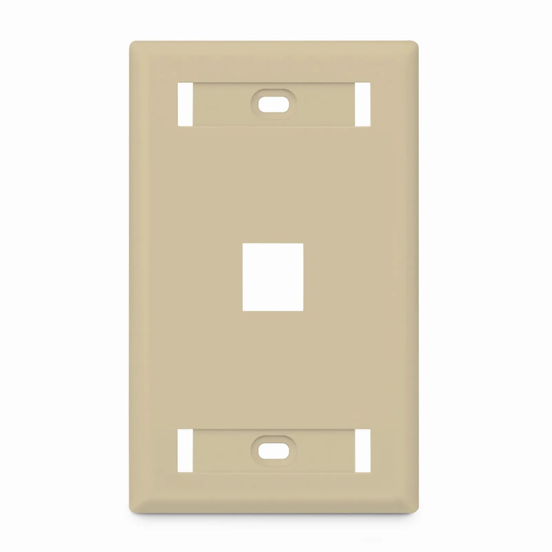 SyncEase Single Gang One Port Keystone Faceplate, Label Pockets, Ivory