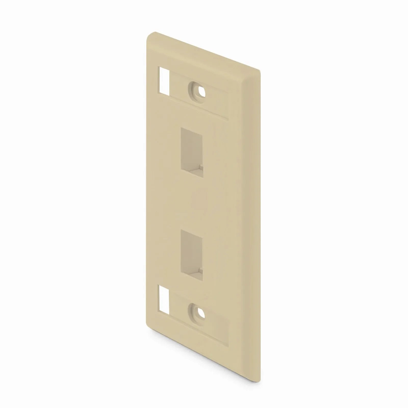 SyncEase Single Gang Two Port Keystone Faceplate, Label Pockets, Ivory