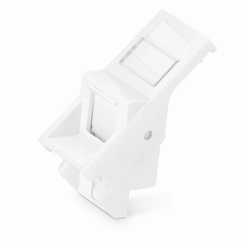 British-Style Shuttered Faceplate Frame Insert, Label Pockets, Unloaded, Angled, 1 Port, White, 1.97'' x 0.98''