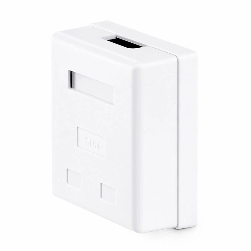 Cat6 RJ45 Unshielded Surface Mount Box, 2 Ports, White