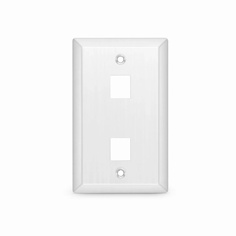 SyncEase Stainless Steel Two Port Keystone Single Gang Wall Plate