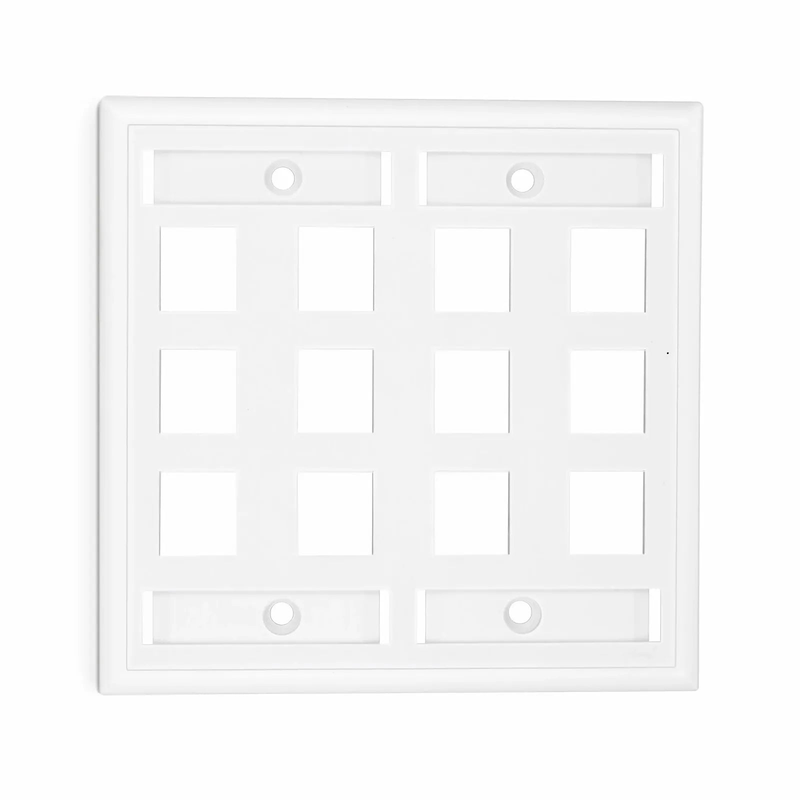 SyncEase Single Gang Twelve Port Keystone Faceplate, Label Pockets, White