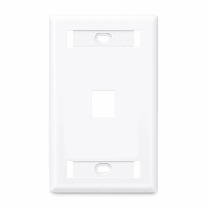 Single Gang Keystone Faceplate, Label Pockets, 1 Port, White, 4.49'' x 2.76''