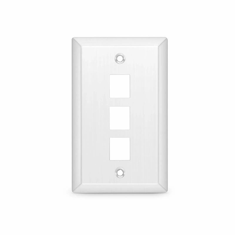 SyncEase Stainless Steel Three Port Keystone Single Gang Wall Plate