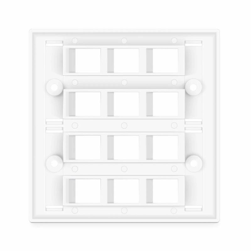 SyncEase Single Gang Twelve Port Keystone Faceplate, Label Pockets, White