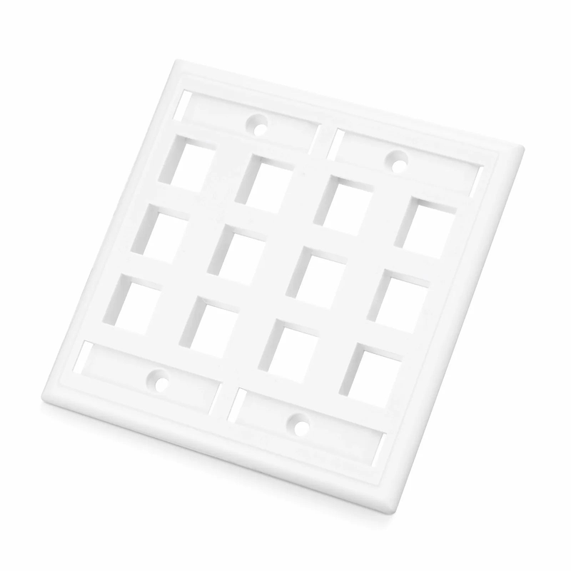 SyncEase Single Gang Twelve Port Keystone Faceplate, Label Pockets, White