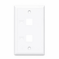 Single Gang Keystone Faceplate, Computer and Telephone Identification Icons, 2 Ports, White, 4.49'' x 2.76''