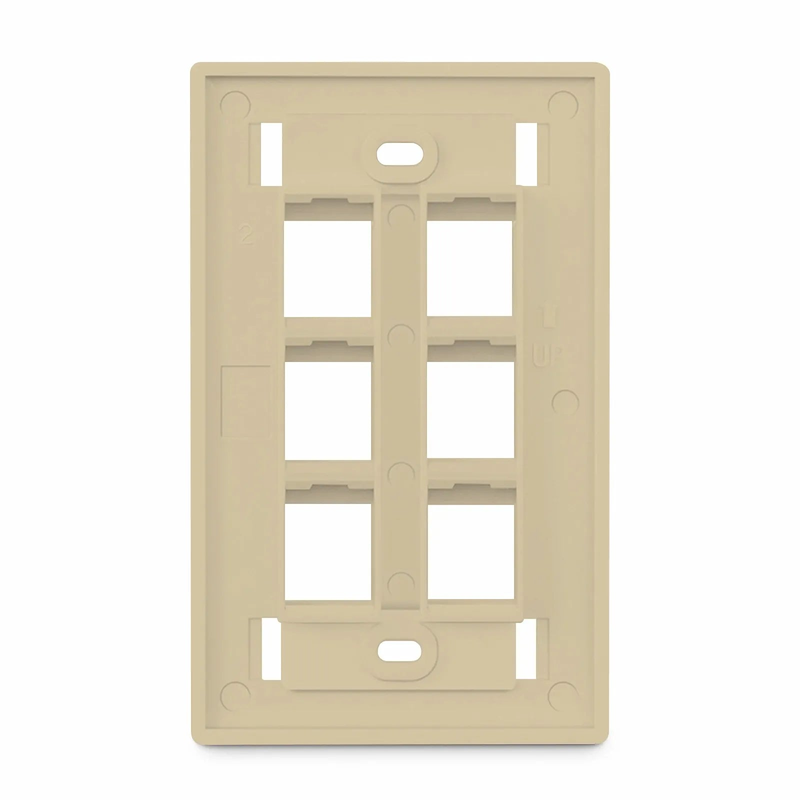 SyncEase Single Gang Six Port Keystone Faceplate, Label Pockets, Ivory