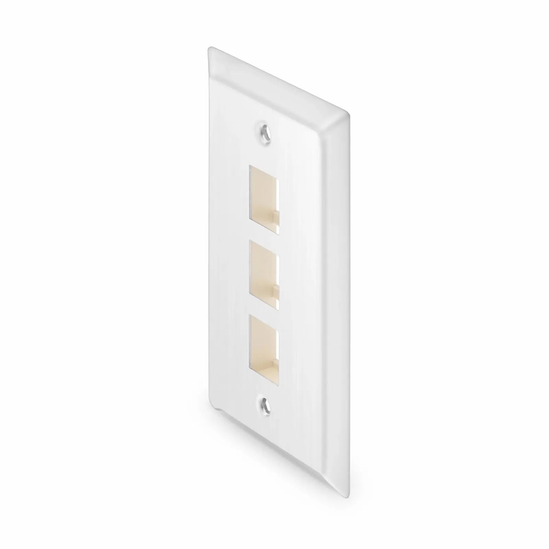 SyncEase Stainless Steel Three Port Keystone Single Gang Wall Plate