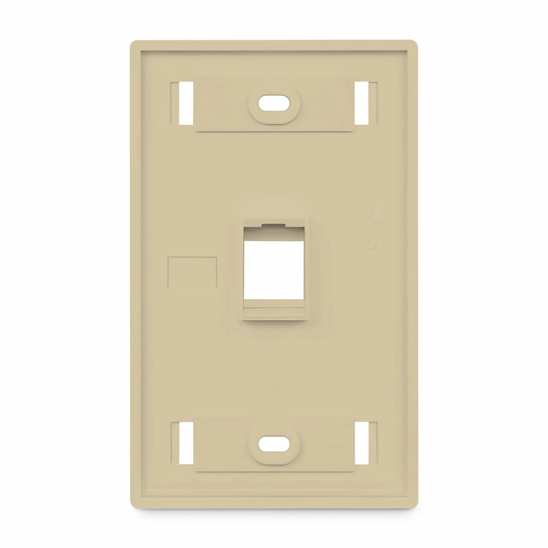 SyncEase Single Gang One Port Keystone Faceplate, Label Pockets, Ivory