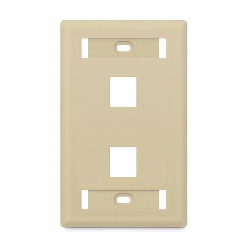 SyncEase Single Gang Two Port Keystone Faceplate, Label Pockets, Ivory