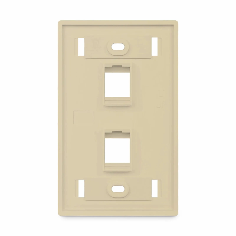 SyncEase Single Gang Two Port Keystone Faceplate, Label Pockets, Ivory