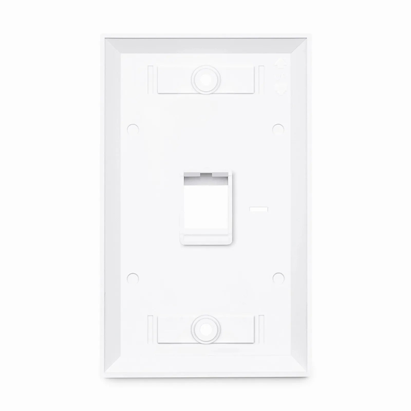 Single Gang Keystone Faceplate, Computer and Telephone Identification Icons, 1 Port, White, 4.49'' x 2.76''