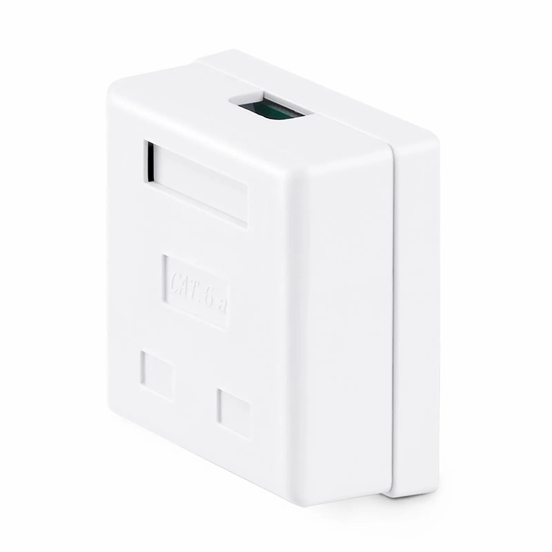 Cat6a RJ45 Shielded Surface Mount Box, 2 Ports, White