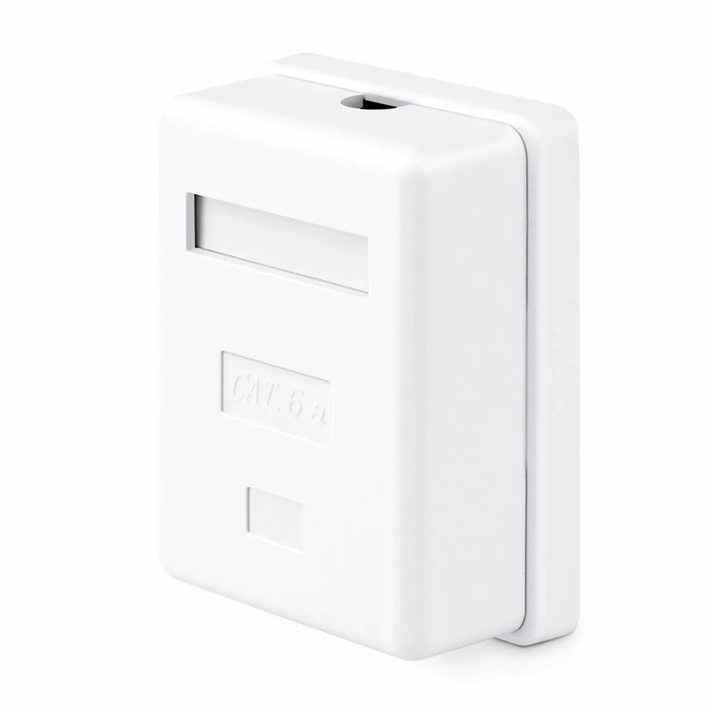 Cat6a RJ45 Shielded Surface Mount Box, 1 Port, White