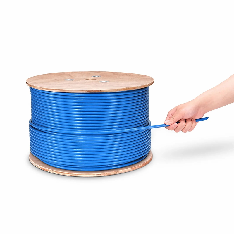 Cat6a Ethernet Bulk Cable, 1000ft (305m), 23AWG Solid Pure Bare Copper Wire, 750MHz, Unshielded (UTP), PVC CMR, with Reel (Blue)
