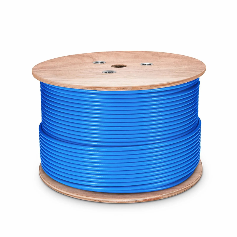 Cat6a Ethernet Bulk Cable, 1000ft (305m), 23AWG Solid Pure Bare Copper Wire, 750MHz, Shielded (U/FTP), PVC CMR, with Reel (Blue)